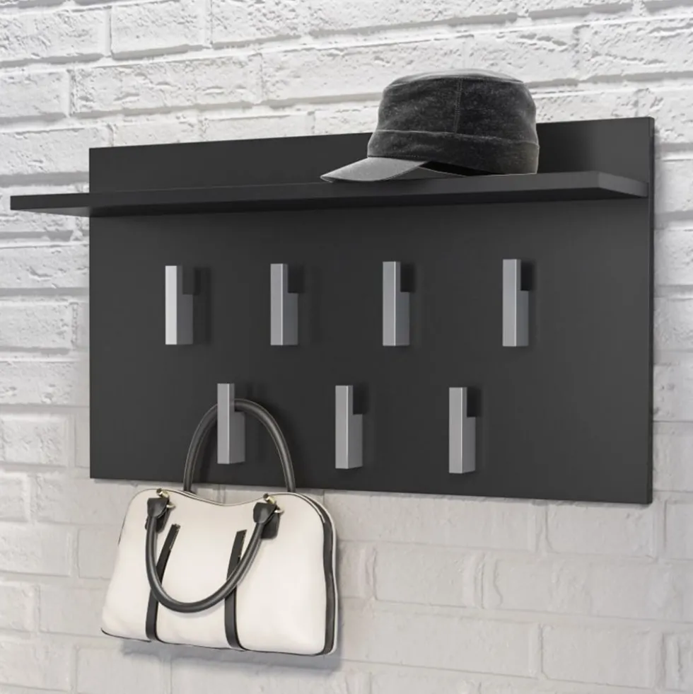 Appendiabiti a muro 70x40x20 cm nero MIT6
