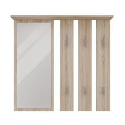Appendiabiti a parete con specchio 85x82x15 cm rovere chiaro MIT7