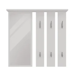 Appendiabiti a parete con specchio 85x82x15 cm bianco MIT7
