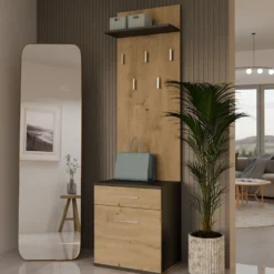 Appendiabiti con scarpiera moderno rovere e antracite MIT8