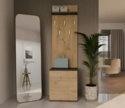 Appendiabiti con scarpiera moderno rovere e antracite MIT8