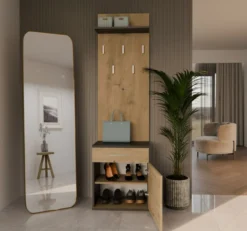 Appendiabiti con scarpiera moderno rovere e antracite MIT8
