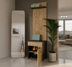 Appendiabiti con scarpiera moderno rovere e antracite MIT8