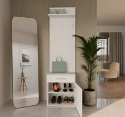 Appendiabiti con scarpiera moderno bianco MIT8