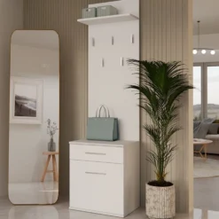 Appendiabiti con scarpiera moderno bianco MIT8