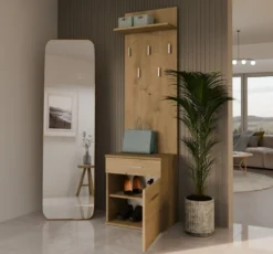 Appendiabiti con scarpiera moderno rovere MIT8