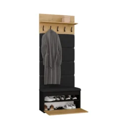 Appendiabiti con scarpiera 80x202.5 cm rovere e nero MIT20