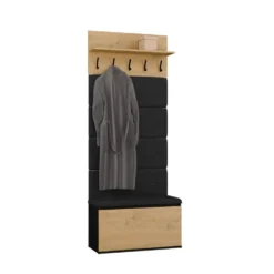 Appendiabiti con scarpiera 80x202.5 cm rovere e nero MIT20
