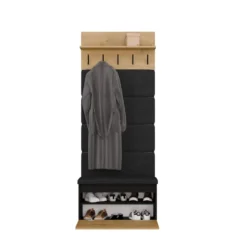 Appendiabiti con scarpiera 80x202.5 cm rovere e nero MIT20