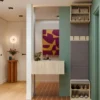 Appendiabiti ingresso 50x238 cm con scarpiera rovere chiaro e grigio MIT17