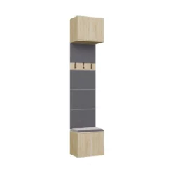Appendiabiti ingresso 50x238 cm con scarpiera rovere chiaro e grigio MIT17