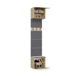 Appendiabiti ingresso 50x238 cm con scarpiera rovere chiaro e grigio MIT17