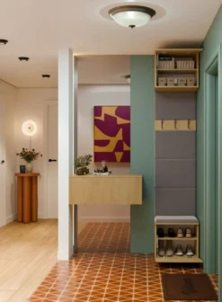 Appendiabiti ingresso 50x238 cm con scarpiera rovere e grigio MIT17