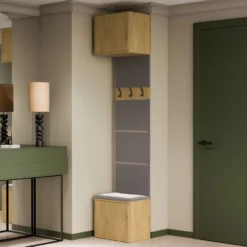 Appendiabiti ingresso 50x238 cm con scarpiera rovere e grigio MIT17