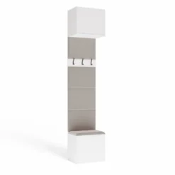 Appendiabiti ingresso 50x238 cm con scarpiera bianco e beige cashmere MIT17
