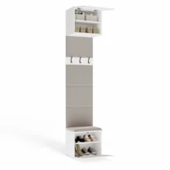 Appendiabiti ingresso 50x238 cm con scarpiera bianco e beige cashmere MIT17
