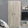 Armadio a 2 ante battenti 80x193x52 cm in rovere bianco e rovere scuro AG46