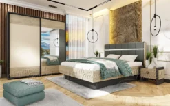Armadio a 2 ante scorrevoli moderno 200x210 cm rovere chiaro e antracite AU46