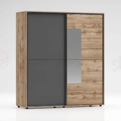 Armadio a 2 ante scorrevoli moderno 180x200x59 cm rovere e antracite AG45