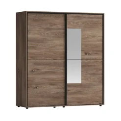Armadio a 2 ante scorrevoli moderno 180x200x59 cm marrone AG45