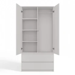Armadio a 2 ante 90x180 cm con cassetti bianco opaco AT10