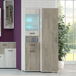 Armadio a colonna 50x193x52 cm in rovere bianco e rovere scuro AG42