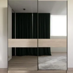 Armadio a due ante scorrevoli a specchio in rovere chiaro AI10