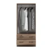 Armadio 2 ante battenti e 2 cassetti moderno 80x181x52 cm marrone AG50