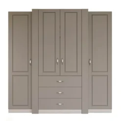 Armadio 4 ante battenti in stile classico 210x205 cm beige a 3 moduli AI22
