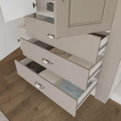 Armadio 4 ante battenti in stile classico 210x205 cm beige a 3 moduli AI22