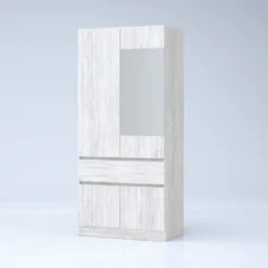 Armadio 4 ante e 1 cassetto 90x200x52 cm bianco legno AG55