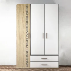 Armadio 3 ante in rovere/bianco AI1019