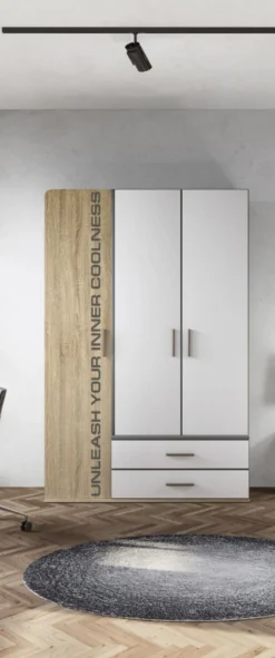 Armadio 3 ante in rovere/bianco AI1019