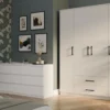 Armadio 4 ante 160x205 cm cassetti bianco opaco AT14