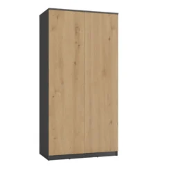 Armadio 2 ante 90x180 cm con ripiani interni rovere e antracite AT9