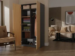 Armadio 2 ante 90x180 cm con ripiani interni rovere e antracite AT9
