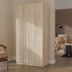 Armadio 2 ante 90x180 cm con ripiani interni rovere chiaro AT9
