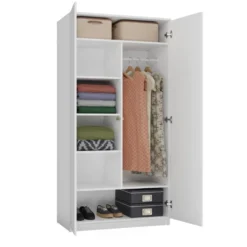 Armadio 2 ante 90x180 cm con ripiani interni bianco opaco AT9