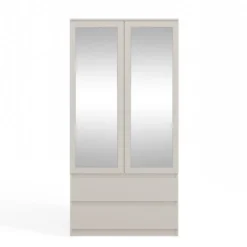 Armadio 2 ante 90x180 cm con specchio beige cashmere AT11