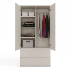 Armadio 2 ante 90x180 cm con specchio beige cashmere AT11