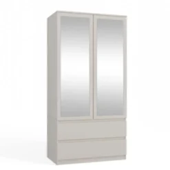 Armadio 2 ante 90x180 cm con specchio beige cashmere AT11