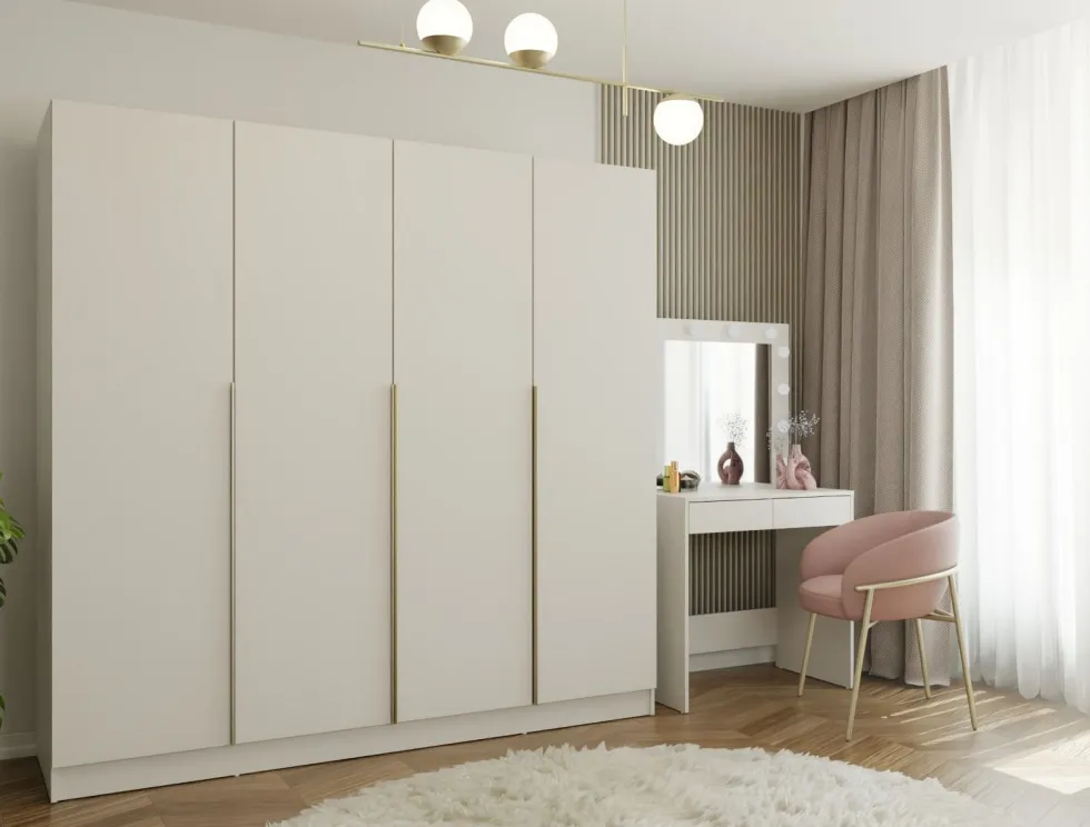 Armadio 4 ante 200x200 cm design elegante beige cashmere AT18