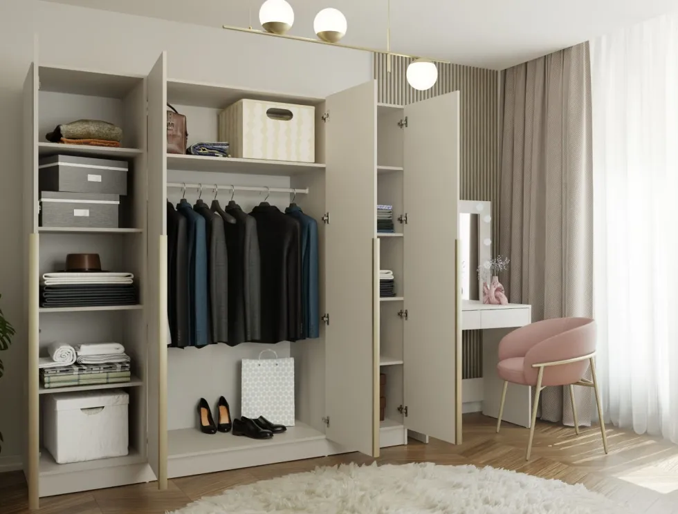Armadio 4 ante 200x200 cm design elegante beige cashmere AT18