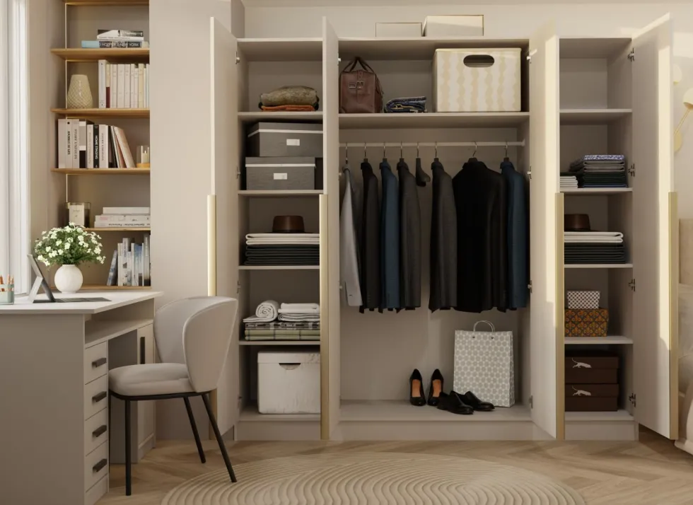 Armadio 4 ante 200x200 cm design elegante beige cashmere AT18