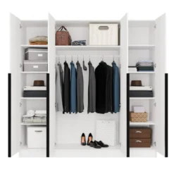 Armadio 4 ante 200x200 cm design elegante bianco opaco AT18