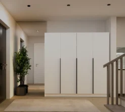 Armadio 4 ante 200x200 cm design elegante bianco opaco AT18