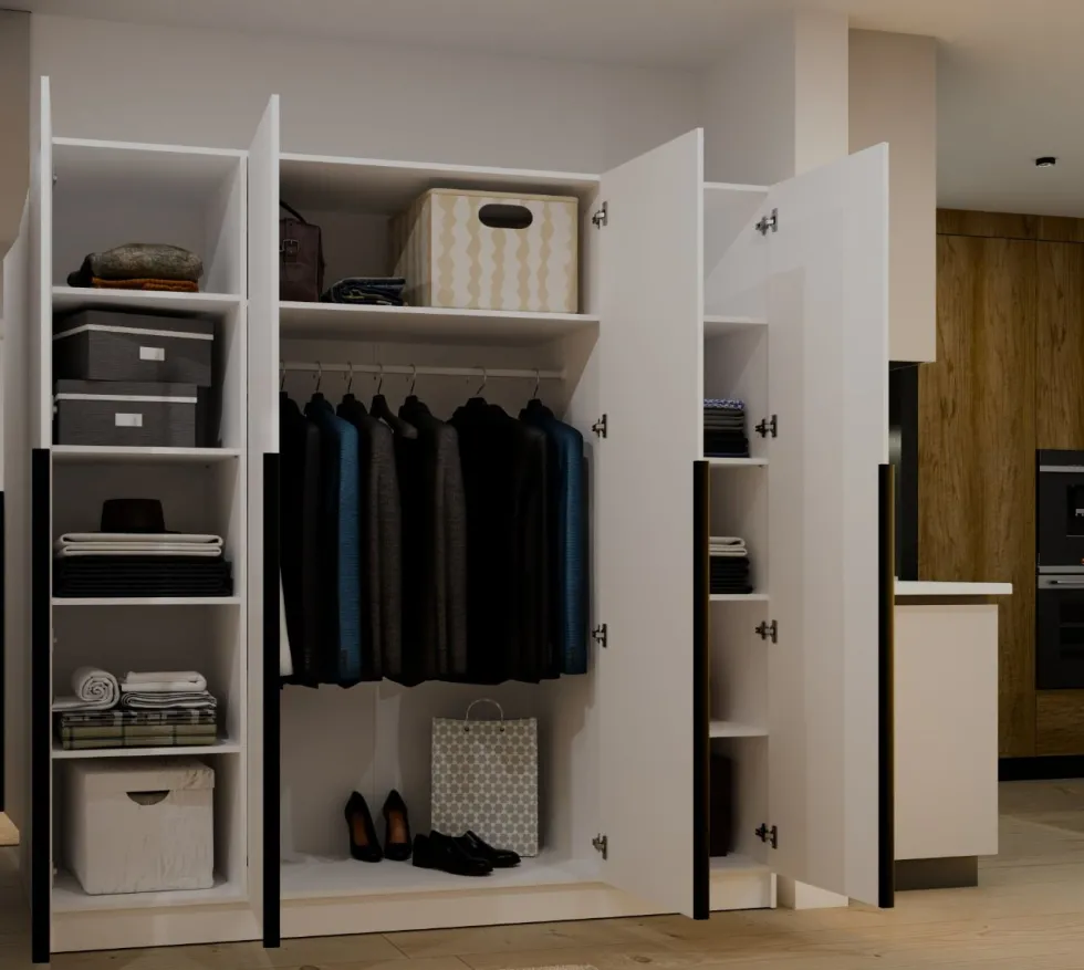 Armadio 4 ante 200x200 cm design elegante bianco opaco AT18
