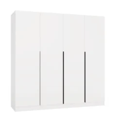 Armadio 4 ante 200x200 cm design elegante bianco opaco AT18