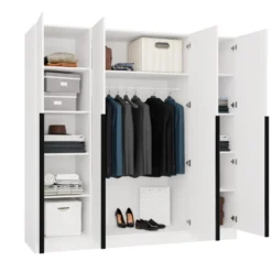 Armadio 4 ante 200x200 cm design elegante bianco opaco AT18