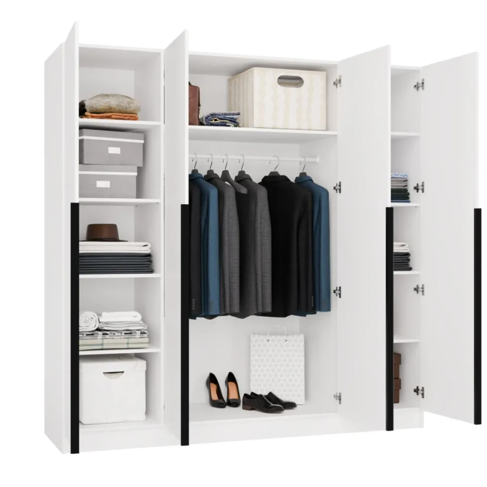 Armadio 4 ante 200x200 cm design elegante bianco opaco AT18